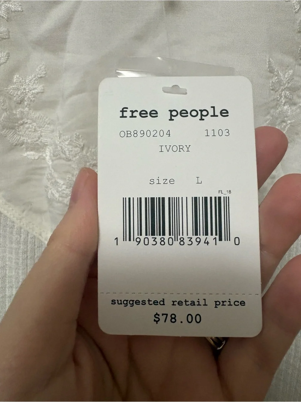 Free People Sweetest Thing Thermal Top Ivory White Size Large NWT New